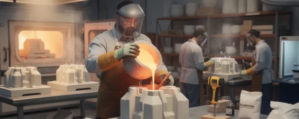 couler-de-laluminium-dans-un-moule-en-platre